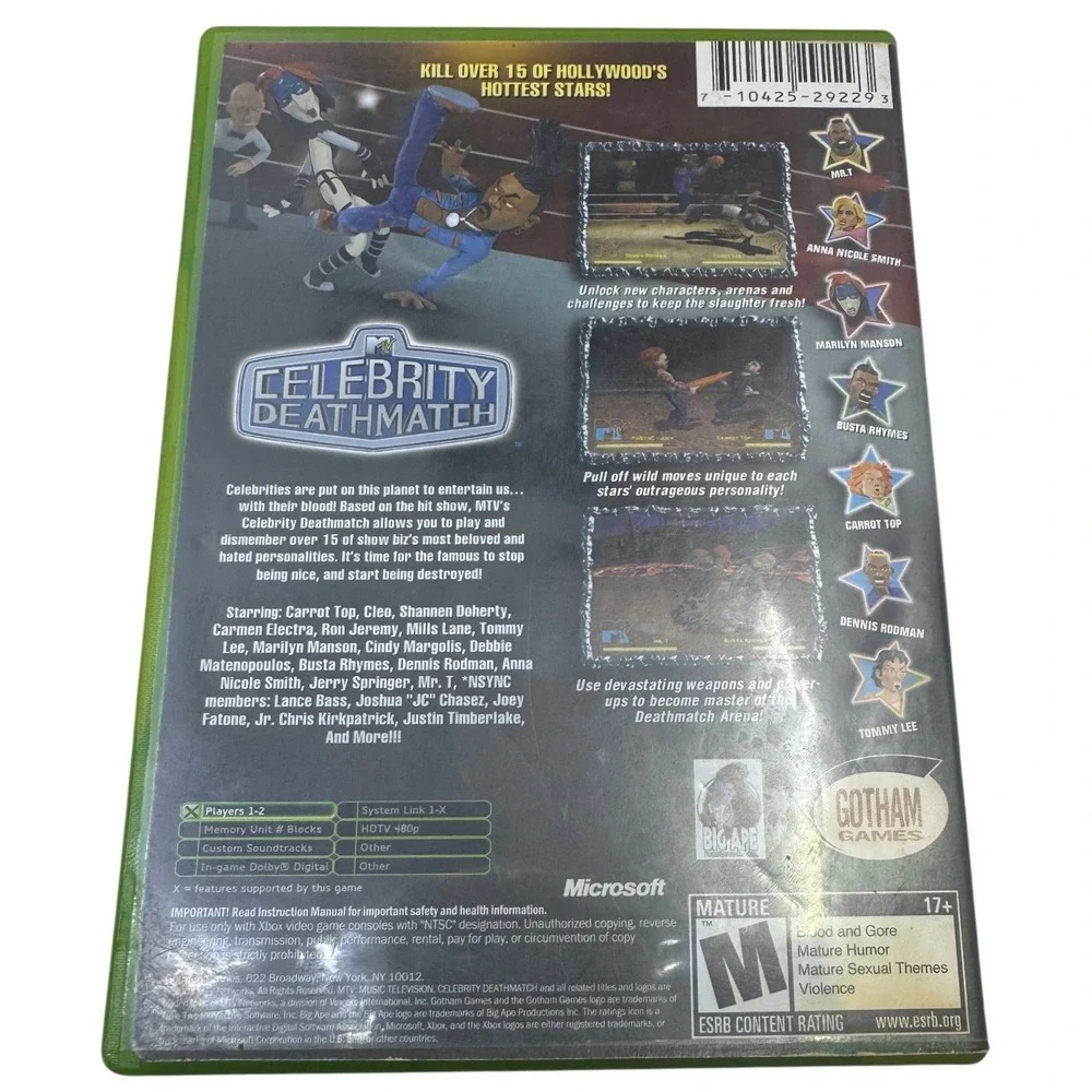 MTV Celebrity Deathmatch Microsoft Xbox Video Game 2003 Gotham Games